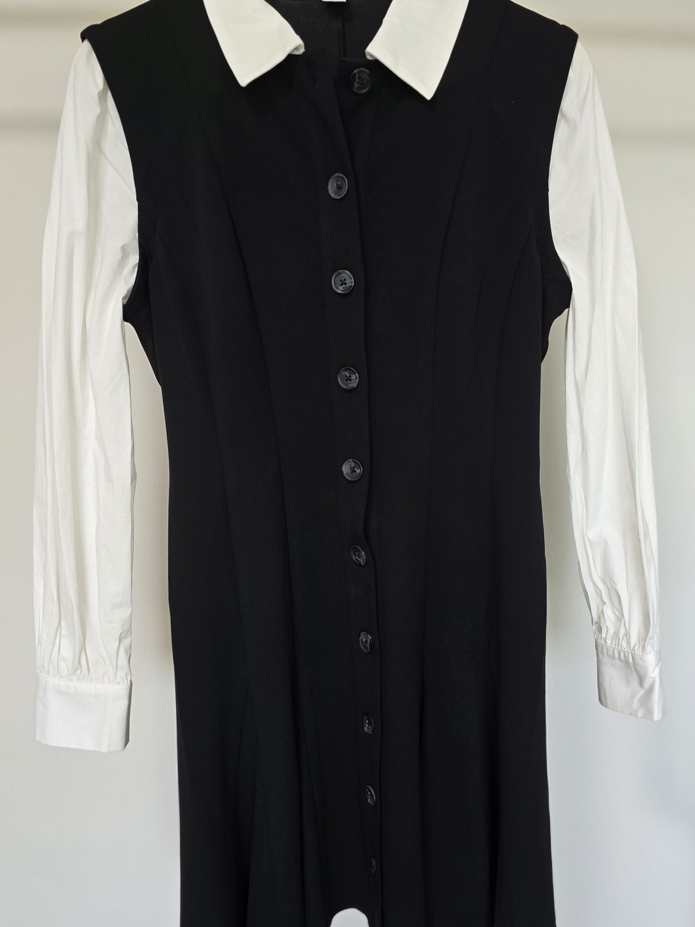 Tommy Hilfiger Black Dress with White Long Sleeves & Collar